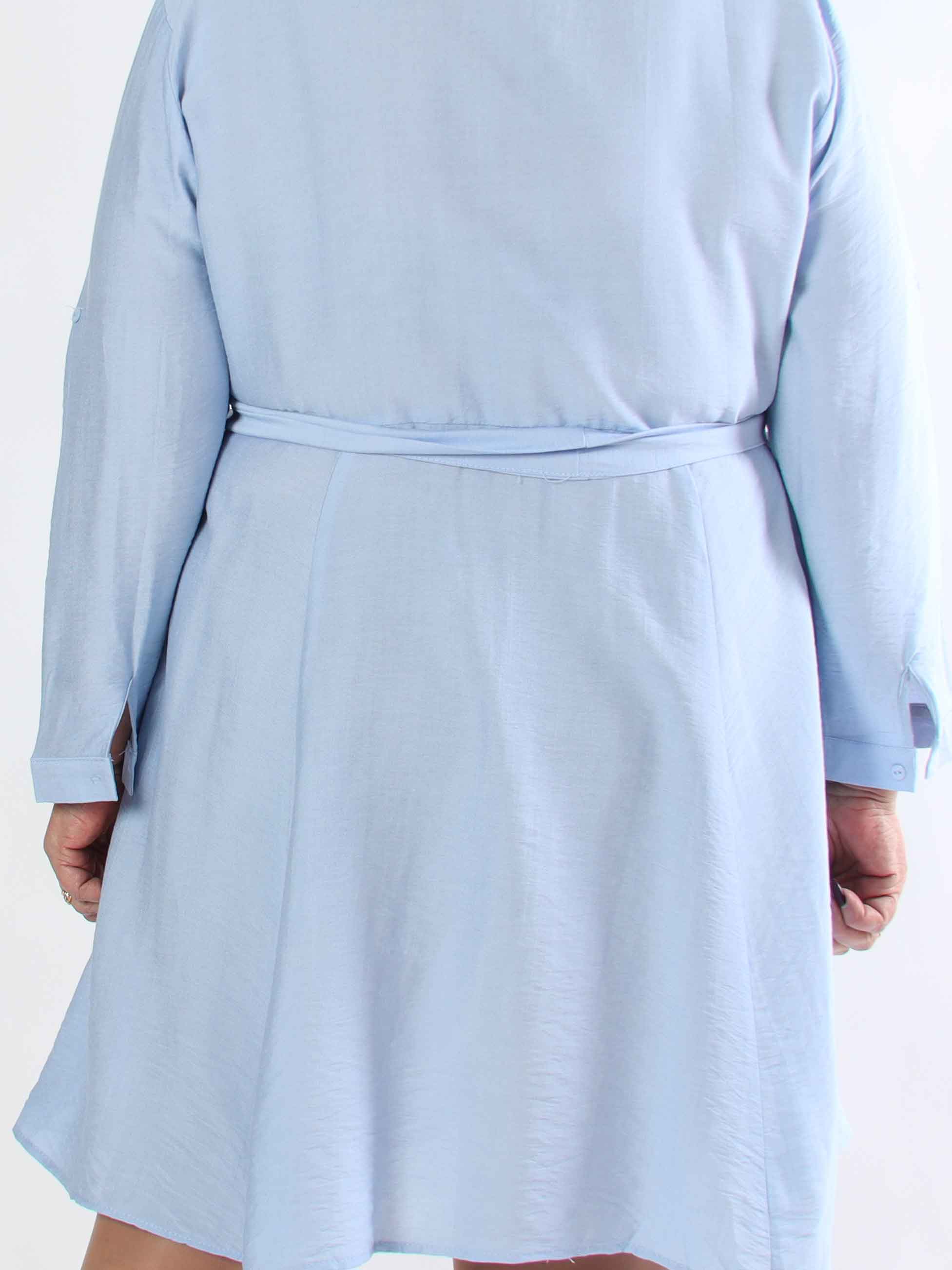 Roberta - Simpel skjortekjole i viskose med bånd i taljen